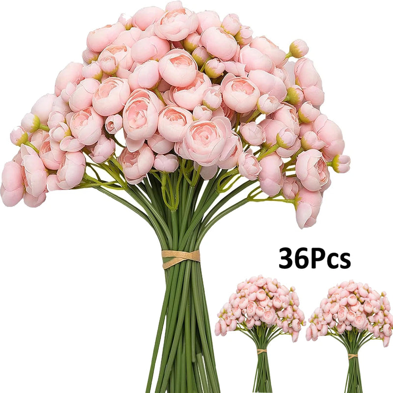 36x Artificial Ranunculus Peony Flower Wedding Bouquet Home Party Outdoor Decor Ranunculus