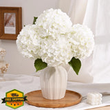 8pcs White Latex Real Touch Hydrangea Flowers 19.6'' Hydrangea