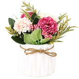Artificial Hydrangea Bouquet with Small Ceramic Vase Fake Silk Variety Flower Hydrangea