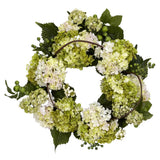 22" ARTIFICIAL CREAM OFF-WHITE HYDRANGEA SILK FAKE FLOWER WREATH Hydrangea
