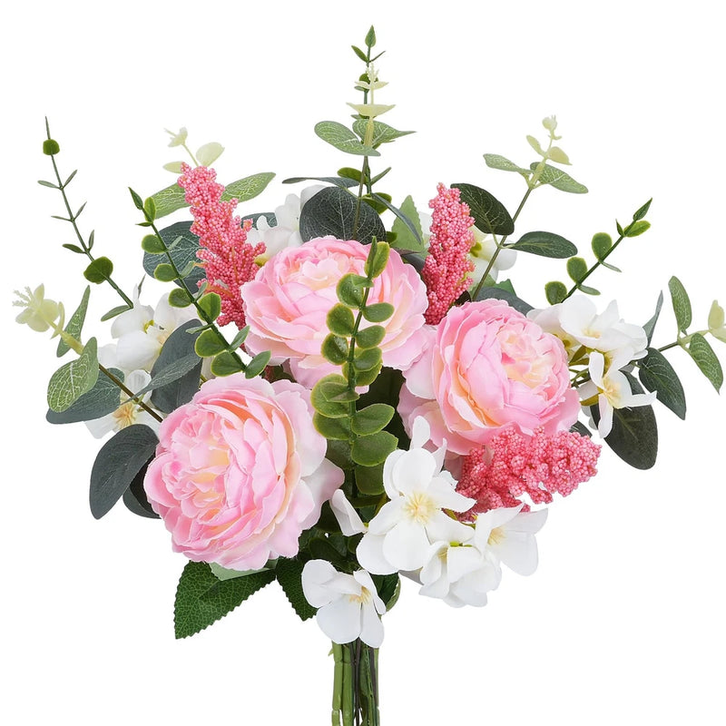 HO2NLE Artificial Silk Flowers 13.3 x 10 x 11 inches, Pink Peony a Peony