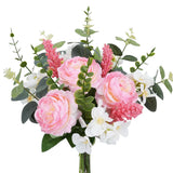 HO2NLE Artificial Silk Flowers 13.3 x 10 x 11 inches, Pink Peony a Peony