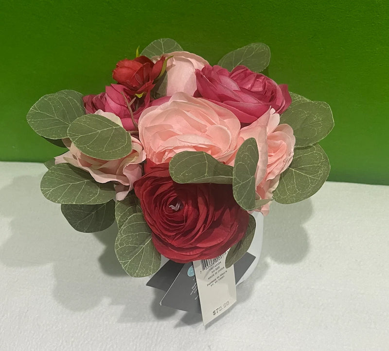 MARTHA STEWART,  Red & Pink Ranunculus Centerpiece, NEW, No Original BOX Ranunculus