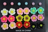 daisy earrings Set Pack of 12 pair flower faux pearl ball bead stud post Daisies