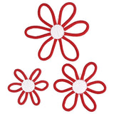 3Pcs Daisies Floral Wall Decor 3 Sizes Flower Art Decor Woven Macrame Bright Red Daisies