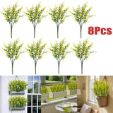 8Pcs Artificial Imitation Yellow Lavender Home Outdoor Garden Decoration Green Plant