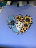 T-shirt- Medium- Hearts, Sunflowers, & Animal Print Sunflower