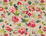 THE DESIGN ARCHIVES CURTAIN FABRIC DESIGN Grosvenor 6 METRES CHINTZ LINEN BLEND Flowering Plants