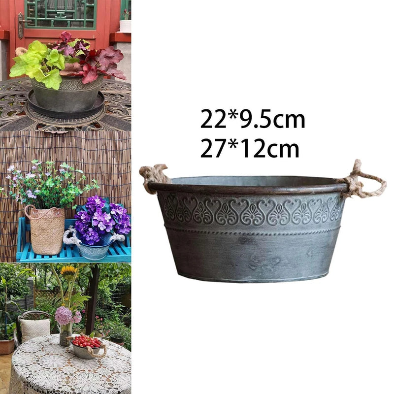 Metal Planter Flower Planter Decorative Garden Decoration Flower Bucket Garden Plants