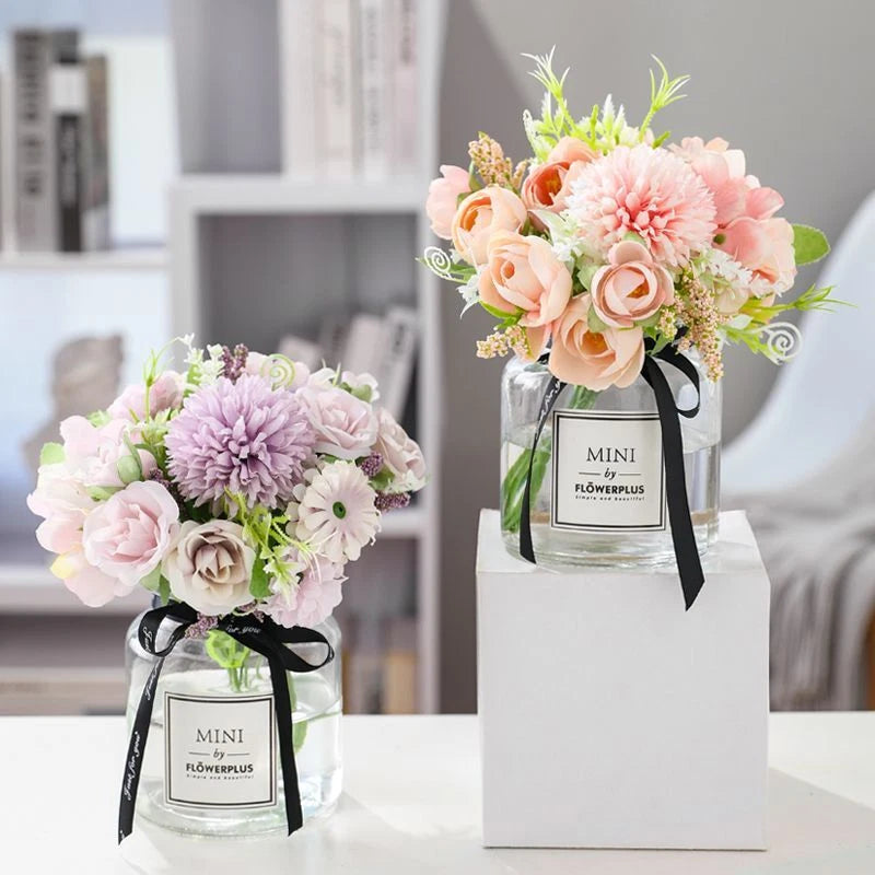 7 Heads Artificial Peony Rose Hydrangea Flower Bouquet For Home / Wedding Decor Hydrangea