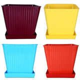 Plant Square Pot for Home & Garden Decor Multicolour Set of 4 Garden Plants