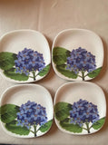 4 Block Langenthal Gary Bukovnik Romance Flowers Blue Hydrangea Plates 1983 6" Hydrangea