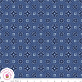 Riley Blake PICADILLY 11891D Navy Blue Check Plaid Quilt Fabric Patriotic Flowering Plants