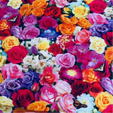 Fabric Flowers Roses Digital Real Cotton Elizabeth 1/4 Yd 663E-MULTI Flowering Plants