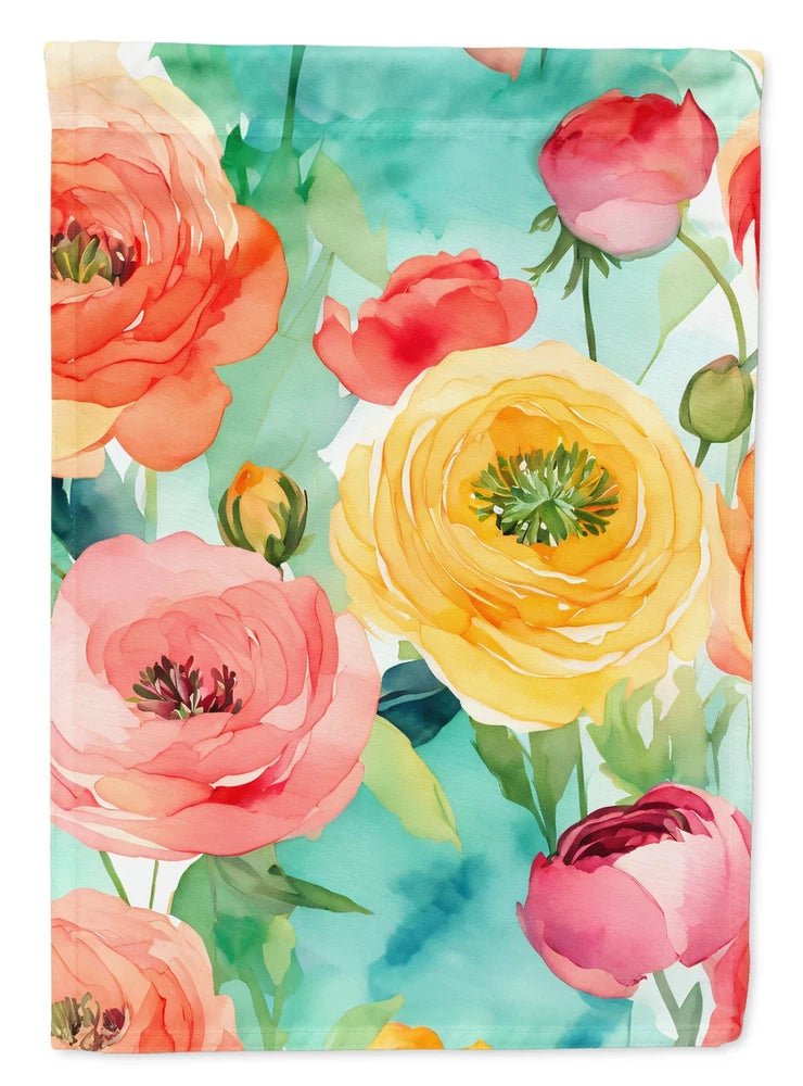 Caroline's Treasures Ranunculus in Watercolor Garden Flag DAC1605GF Ranunculus