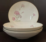 Set of 4 Royal Court Carnation Coup Soup/ Pasta/ Cereal Bowls 7Ó Japan Carnation