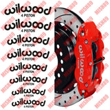 Wilwood 4 Piston Brake Caliper Decal Sticker Hi Temp Vinyl Decal Sticker Roses