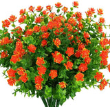 8 Bundles Artificial Flowers Outdoor UV Resistant Plastic Plant Silk Flower Green Plant