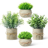 4 Packs Artificial Plants Mini Fake Plants Small Greenery Potted Plants for H... Green Plant
