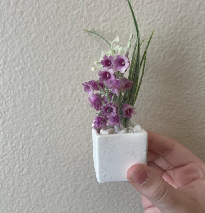 Dollhouse Miniature Lily in the valley Purple Lily pot dolls flowers 4.5"H Lily