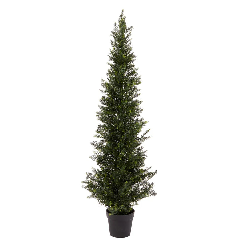 Faux Cedar Potted Plant Topiary Tree Indoor Outdoor 5 Ft Faux Tree Green Plant