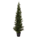 Faux Cedar Potted Plant Topiary Tree Indoor Outdoor 5 Ft Faux Tree Green Plant