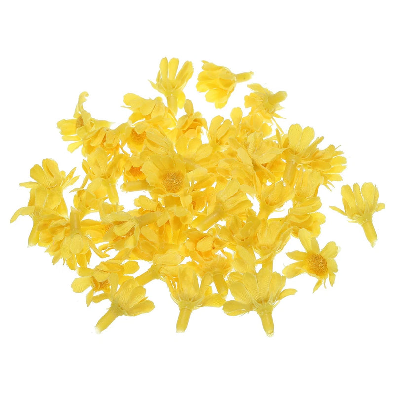 50Pcs 0.98" Artificial Silk Sunflower Flower Heads Fake Flowers for DIY, Yellow Sunflower