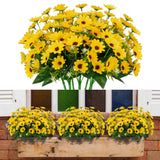 8 Bundles Artificial Sunflowers Fake Outdoor UV Resistant Fall Flowers for Home Sunflower
