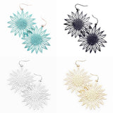 New Daisy Sunflower Filigree Earrings Women Cut-out Dangle Light Weight Pierced Sunflower