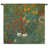 45x45 FARM GARDEN WITH SUNFLOWERS Gustav Klimt Floral Art Tapestry Wall Hanging Sunflower