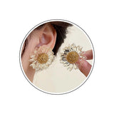 Bohemian Large Flower Earrings Clear Resin Sunflower Studs Vintage Daisy Floral Sunflower