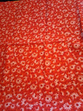 Orange And White Floral Cotton Fabric 45" X 36" Flowering Plants