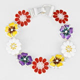 Flower Bracelet Magnetic Closure Metal Flowers Theme Jewelry MULTI Daisy Petal Sunflower