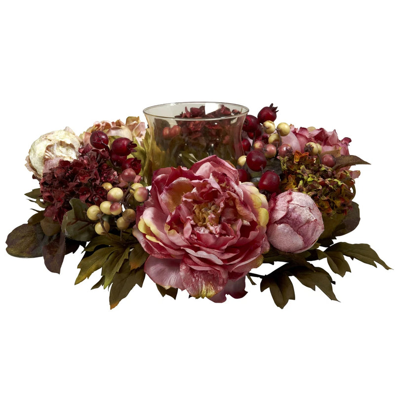 Peony Hydrangea Candelabrum Candleholder Floral Home Decoration Hydrangea