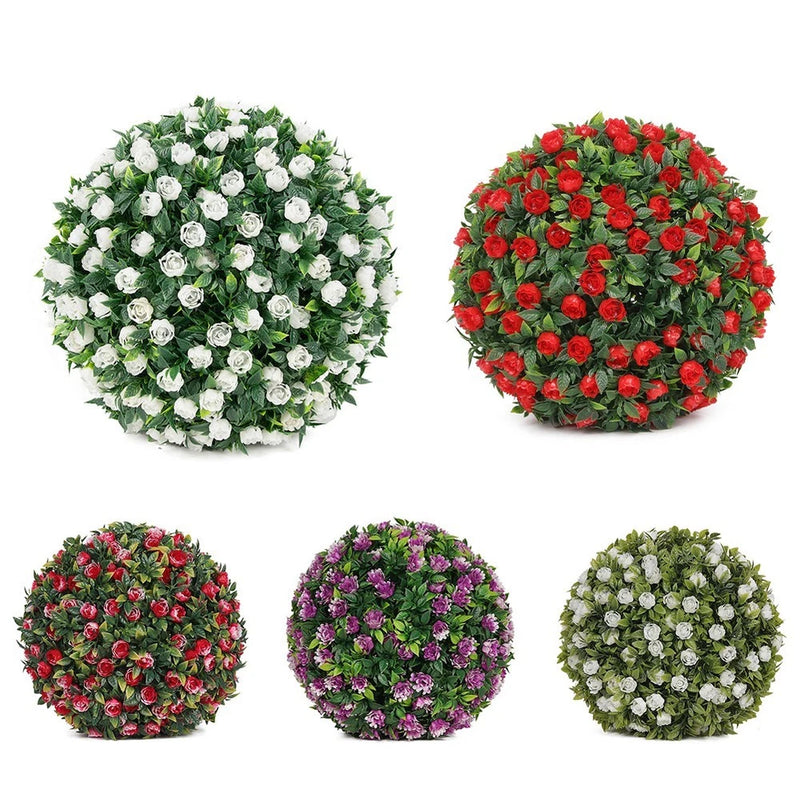 Artificial Rose Flower Balls Topiary Hanging Garden Basket Plant UV Stable Garden Plants