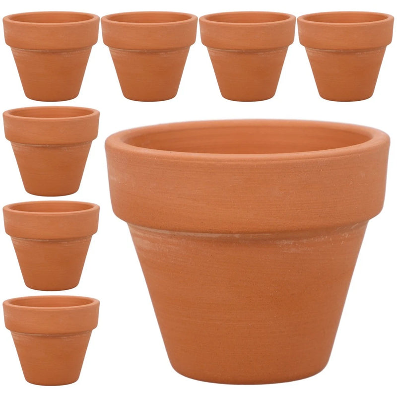 Terracotta mini succulent pots set of small round tapered planters with open rims