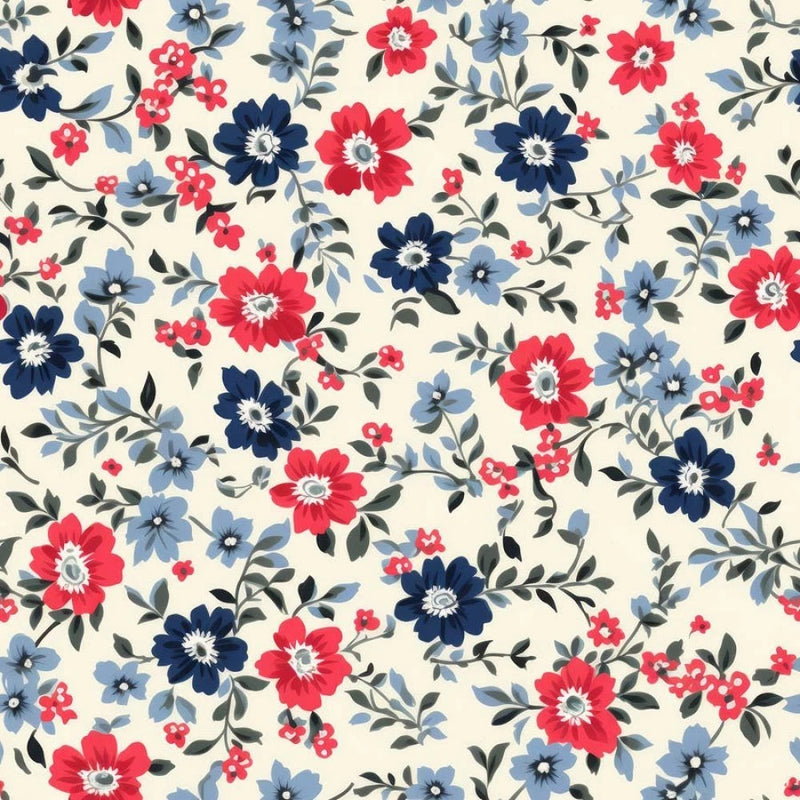 VINTAGE FLORAL #57 Fabric Fat Quarter 18" x 22", Reproduction Print, Quilting Flowering Plants