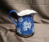 Blue & White Floral Pitcher/Vase 5" Blue Hydrangea Clusters Spring Decor Chinese Hydrangea