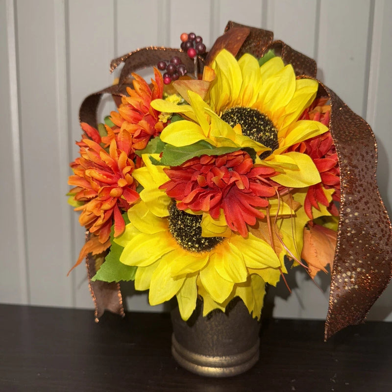 Fall Decor Table Piece Autumn Thanksgiving Artificial Floral Arrangement 12Ó Sunflower