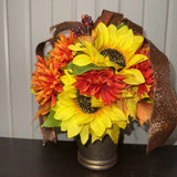 Fall Decor Table Piece Autumn Thanksgiving Artificial Floral Arrangement 12Ó Sunflower