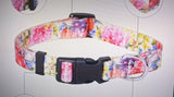 Pink Peony Flower Print Adjustable Small Dog Collar 10-16Ó Peony
