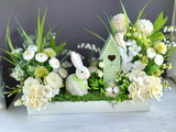 Bird Bunny Easter Centerpiece, Easter Arrangement, Table Easter Decor Ranunculus