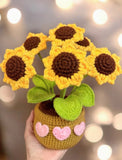 New!  Sunflowers Handmade Crochet Pot.  Make Perfect Gift For Any Occasion. Sunflower