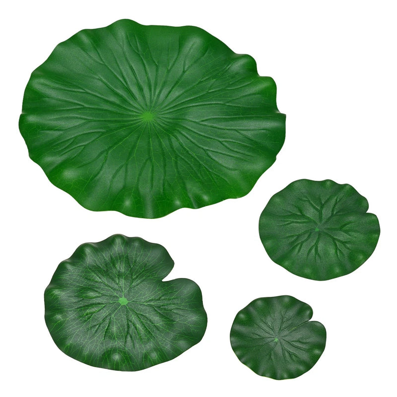 4-Pack Artificial Floating Foam Water Lily Pads Leaves, 4 Sizes [Green] Green Plant