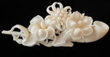 Antique old VICTORIAN carved Trumpet Lilies Flower Pin BROOCH Lily