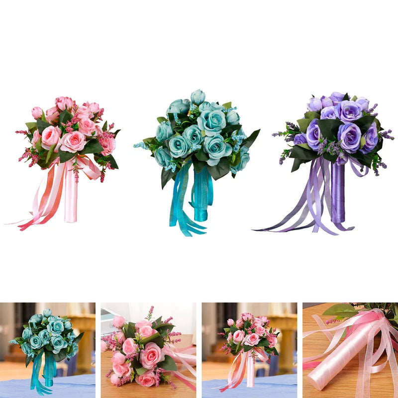 Bridal Bouquet Bridal Hand Flower Silk Roses Bridesmaid Holding for Wedding Bouquet