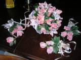 5Pc Wedding Pkg 12" Bride Bouquet Silk Peach Roses & Lilies 3 Bridesmaid 1groom Bouquet