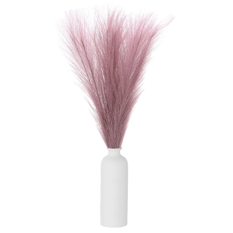 12 Pcs Faux Pampas Grass, 18 Inch Fluffy Pampas Grass Decor, Deep Rose Pink Pampas Grass