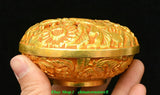 3.1'' Old Qing Qianlong Pure Bronze Gilt Sunflower Flower Incense Burner Censer Sunflower