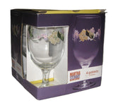 Martha Stewart HYDRANGEA Set of 4 Goblets 16 Ounce New In Box Hydrangea